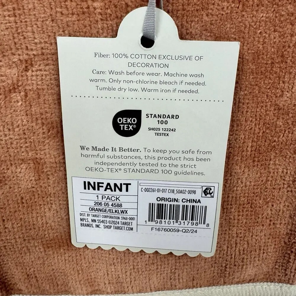 Cloud Island Baby Wash Mitt Set Orange Fox Soft Plush Cotton Infant Baby NWT